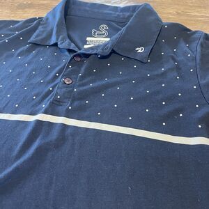 Swannies Polo Shirt Mens Large Blue Golf Tennis Preppy Lightweight Collar Logo